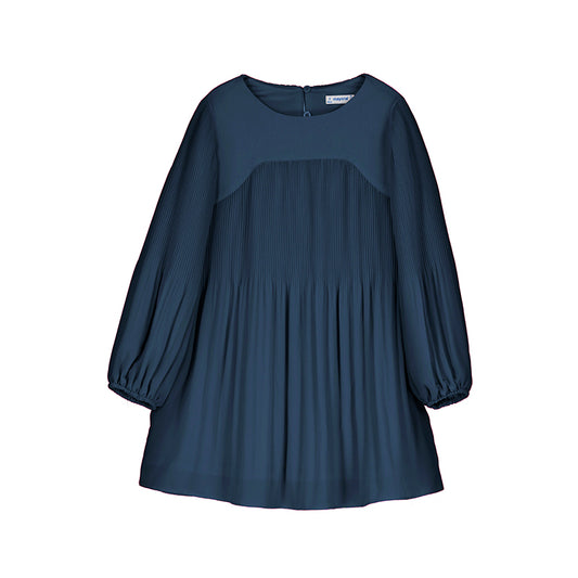Mayoral Navy Pleated L/S Dress