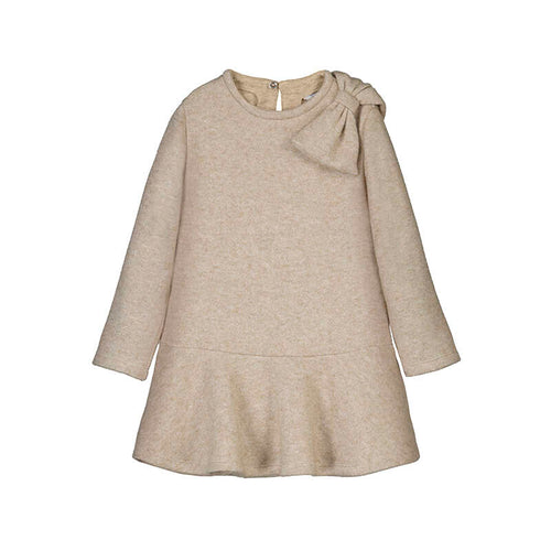 Mayoral Knit Dress w/ Bow Shoulder-Toffee