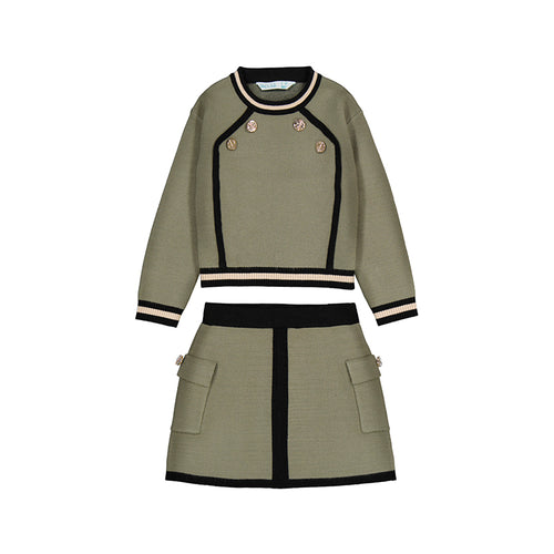 Abel & Lula Moss Sweater Skirt Set w/ Buttons