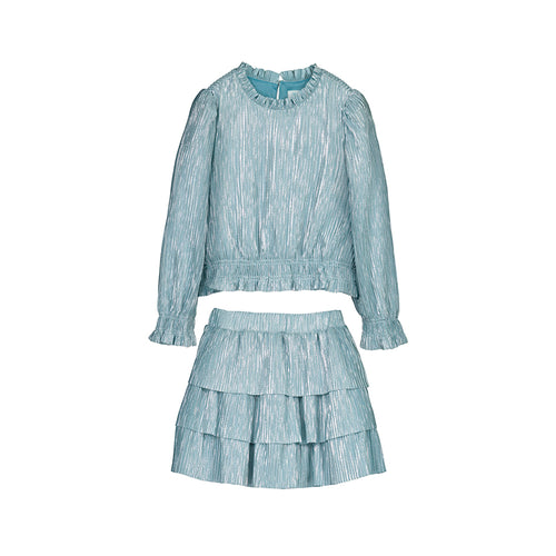 Abel & Lula Blue Metallic Skirt Set