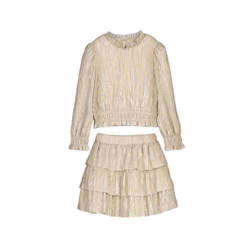 Abel & Lula Oat Metallic Skirt Set