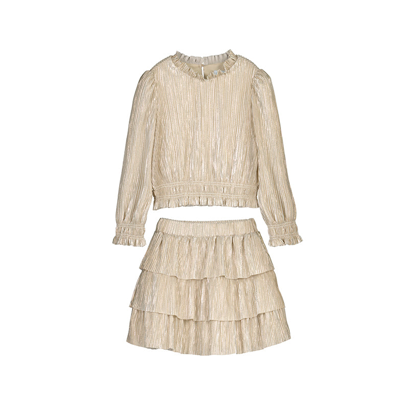 Abel & Lula Oat Metallic Skirt Set