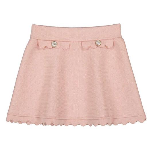 Mayoral Scalloped Knit Skirt-Pink