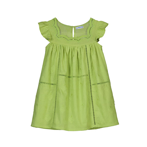 Mayoral Scalloped Insertion Dress-Apple Green