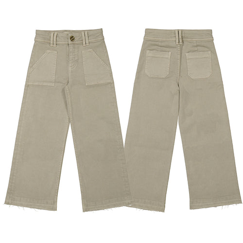Mayoral Flared Twill Raw Hem Trouser-Khaki