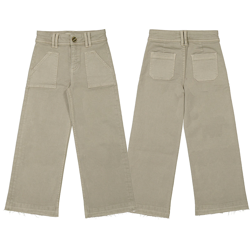 Mayoral Flared Twill Raw Hem Trouser-Khaki