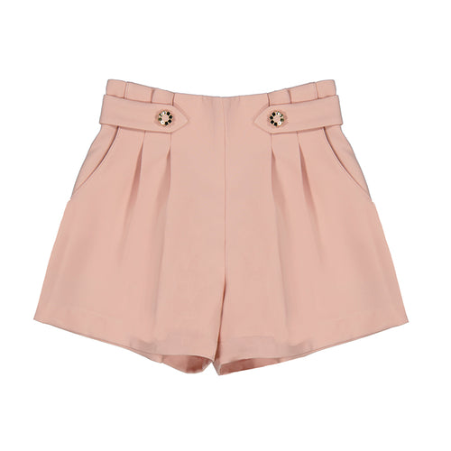 Mayoral Crepe Shorts w/ Flower Buttons