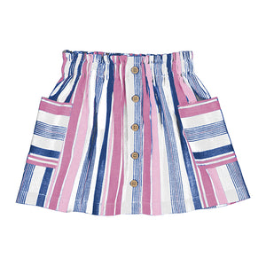 Mayoral Striped Skirt-Mauve/Chamb/White
