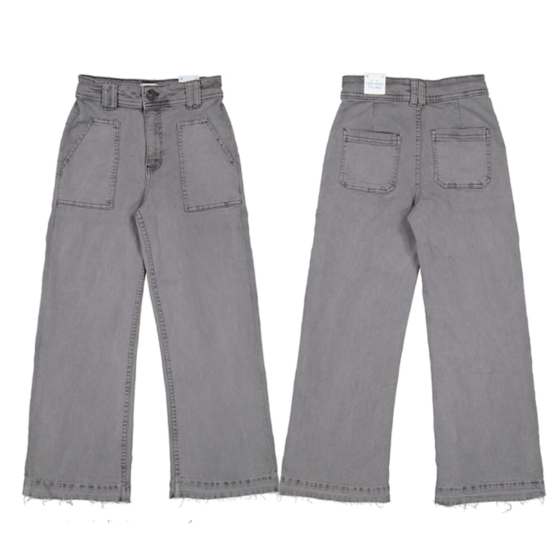 Mayoral Flared Trim Raw Hem Trouser-Charcoal