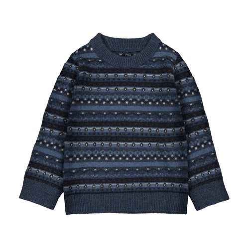 Mayoral Blue Wool Striped Sweater