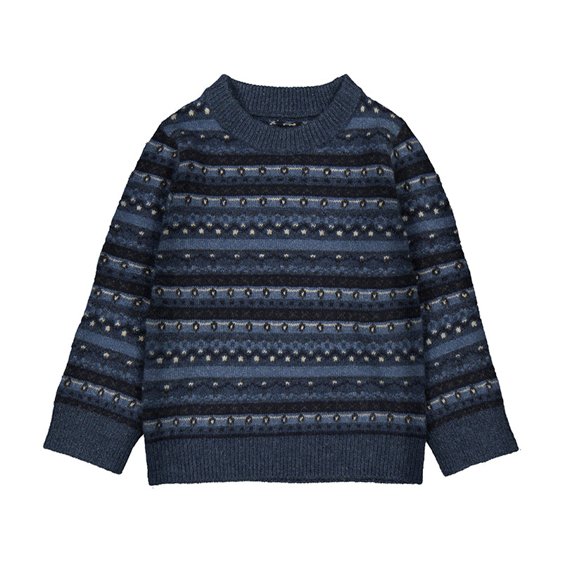 Mayoral Blue Wool Striped Sweater
