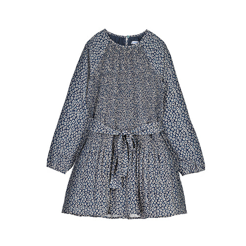 Mayoral Navy Printed Tie Waist Dress