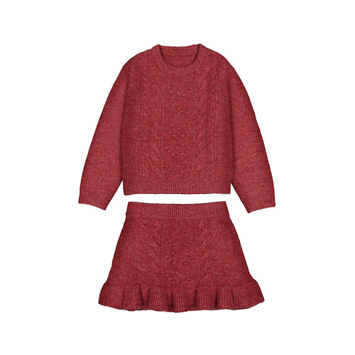 Mayoral Knit Sweater Set-Heathered Cinnamon