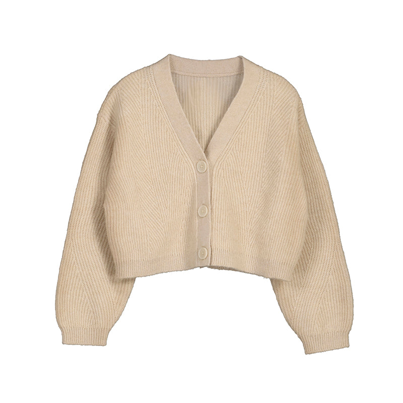 Mayoral V Neck Button Front Sweater-Sesame