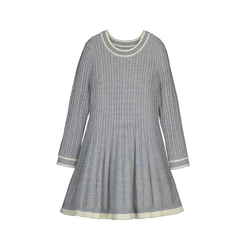Mayoral Grey Cable Knit L/S Dress