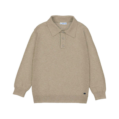 Mayoral L/S Knit Polo-Chai Latte