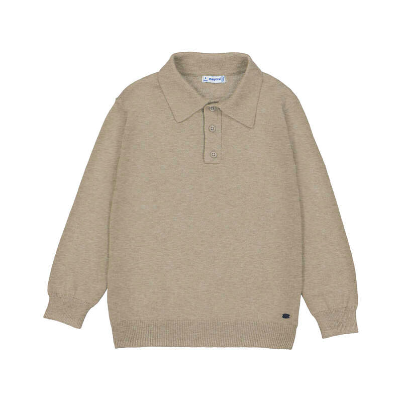 Mayoral L/S Knit Polo-Chai Latte