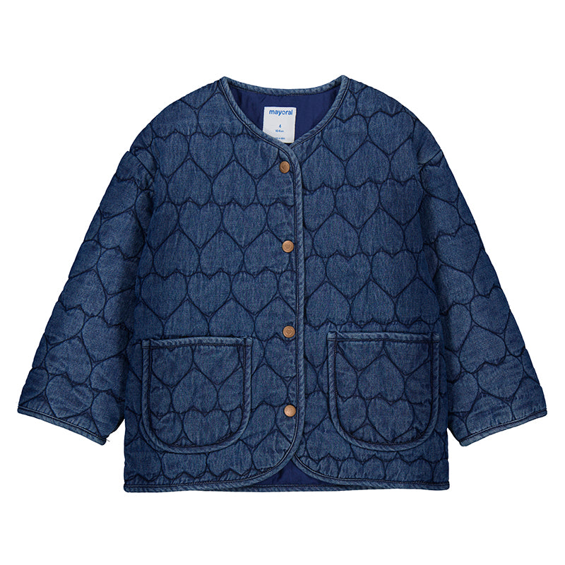 Mayoral Heart Printed Denim Jacket