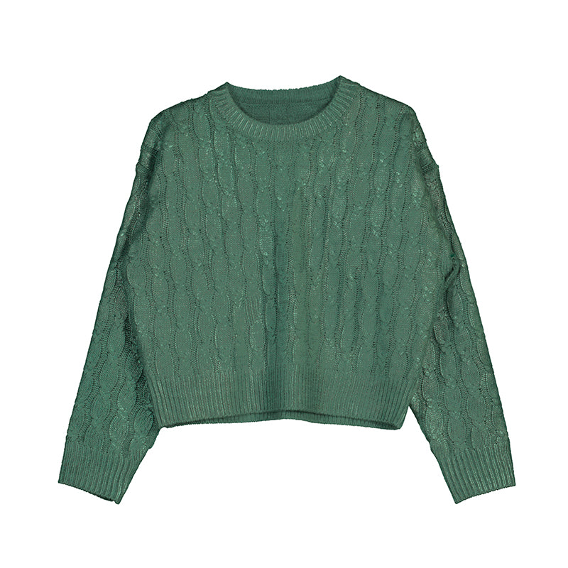 Mayoral Green Metallic Braided Sweater