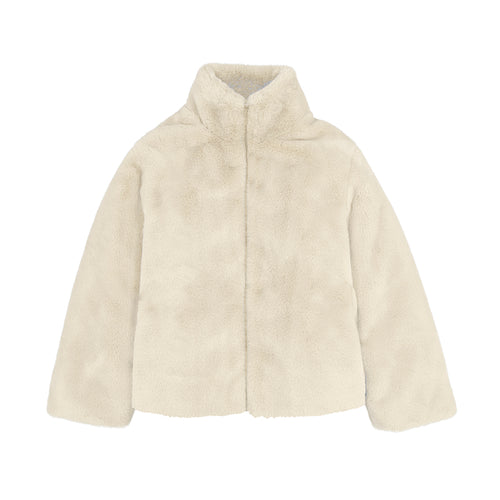 Mayoral Sand High Neck Fur Coat