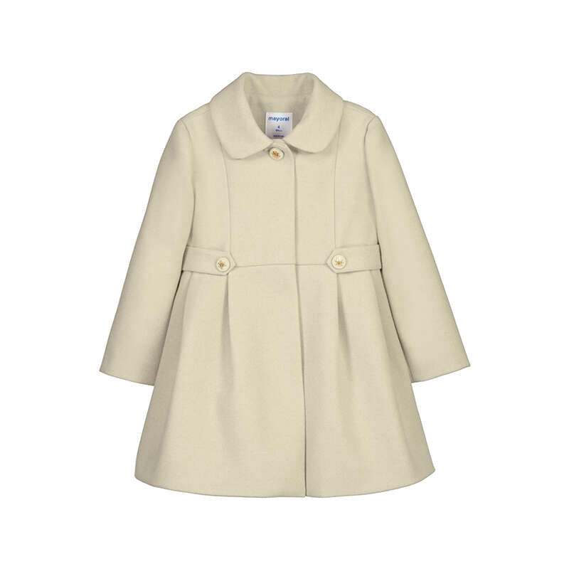 Mayoral Heathered Stone Woolen Coat/Gold Buttons