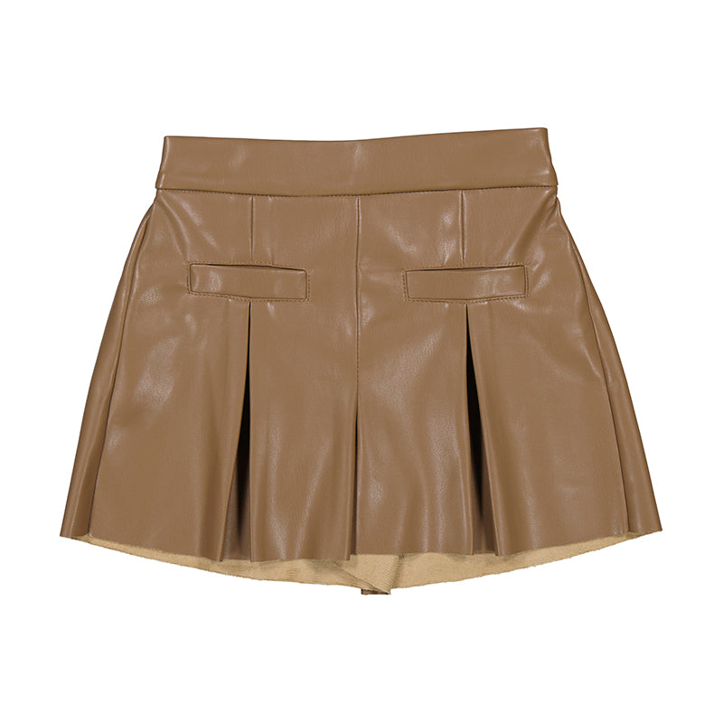 Mayoral Leatherette Shorts-Coffee