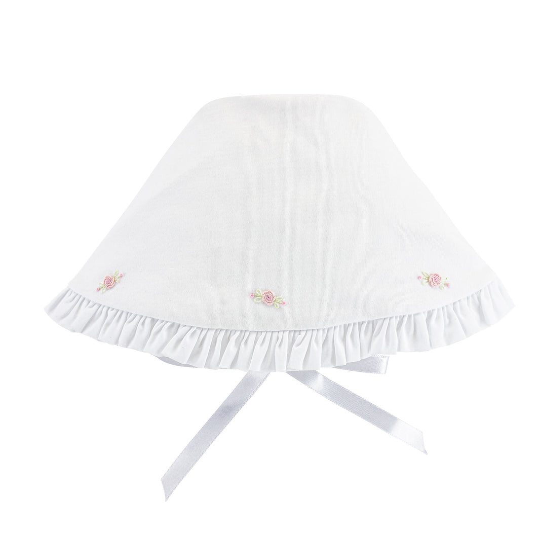 BCC Sweet Roses Ruffled Bonnet w/ Embroidery