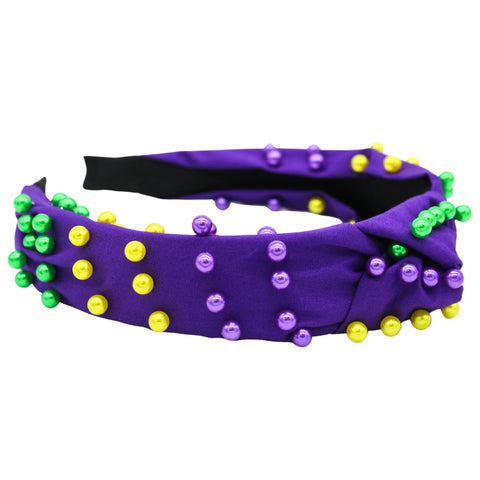 Purple, green, and gold pearl headband
