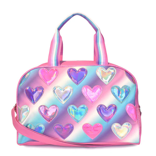 OMG Metallic Heart Patched Ombre Duffle
