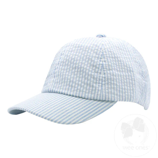 Wee Ones Light Blue Seersucker Baseball Cap