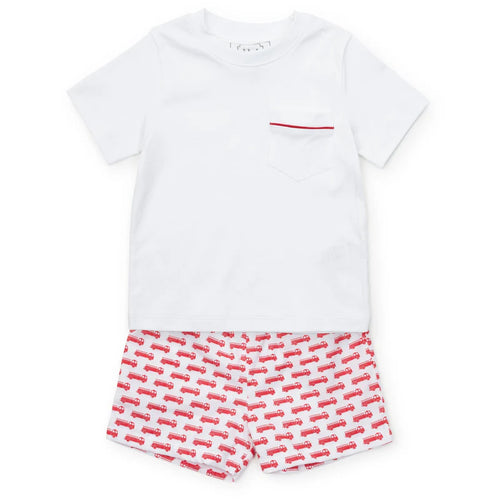 Lila & Hayes Hudson Short Set- Fire Truck