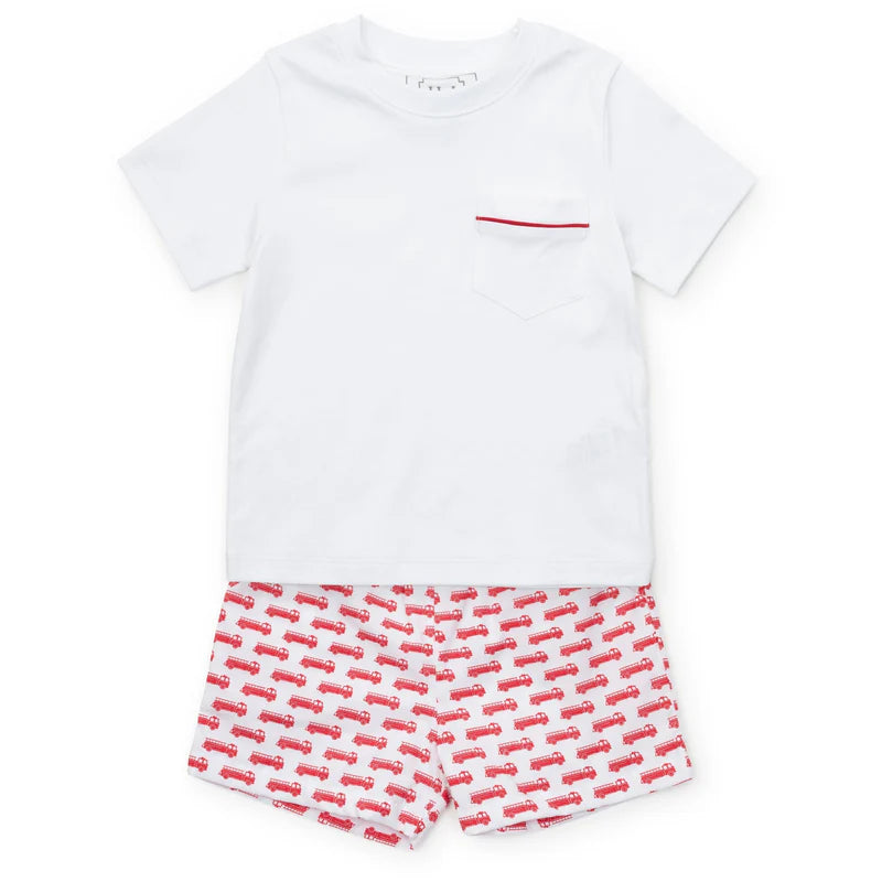 Lila & Hayes Hudson Short Set- Fire Truck
