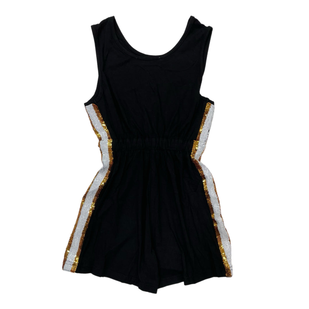 Belle Cher Black/Gold Side Stripe Romper