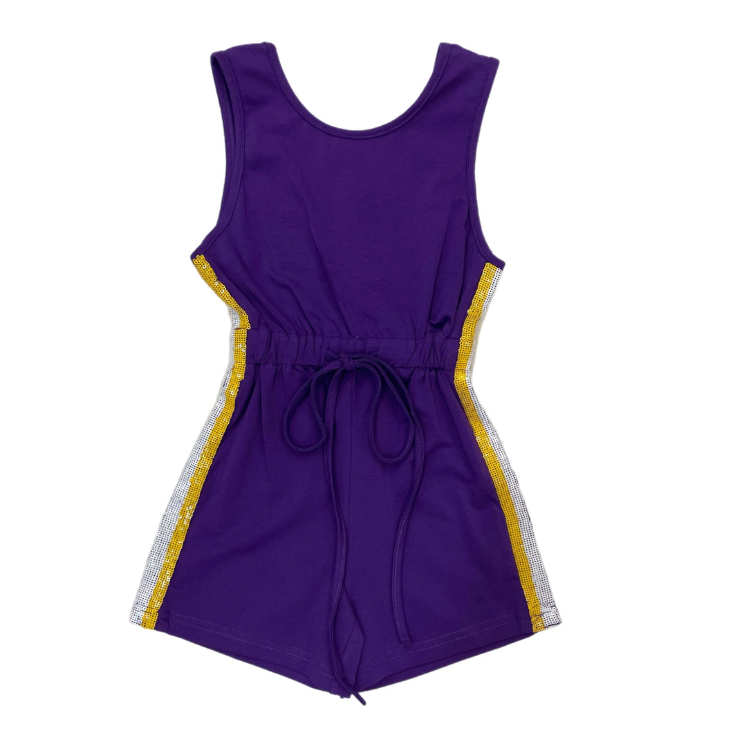 Belle Cher Purple/Yellow Side Stripe Romper