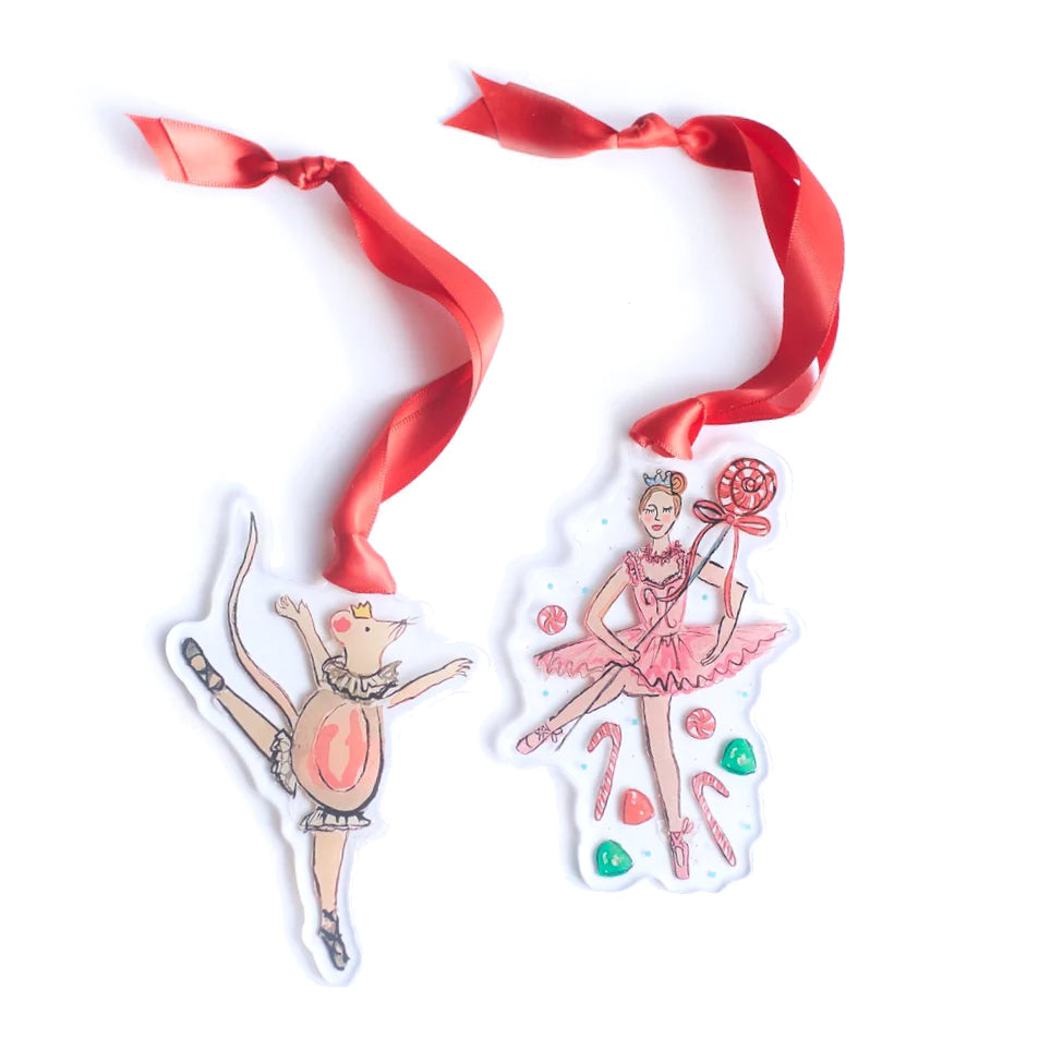 Over The Moon Sugar Plum Fairy/Rat King Ornament Set
