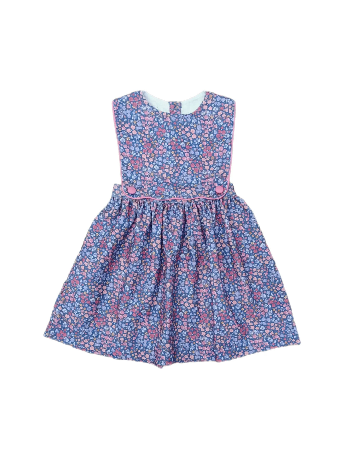Floral Corduroy Scallop Sleeveless Dress