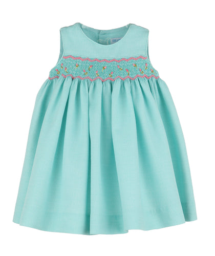 Luli & Me Turquoise/Pink Vibrant Smocked Dress