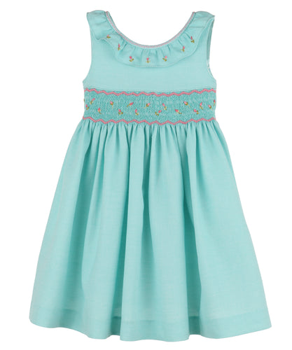 Luli & Me Turquoise/Pink Vibrant Ruffle Dress