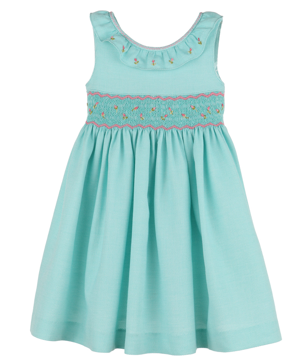 Luli & Me Turquoise/Pink Vibrant Ruffle Dress