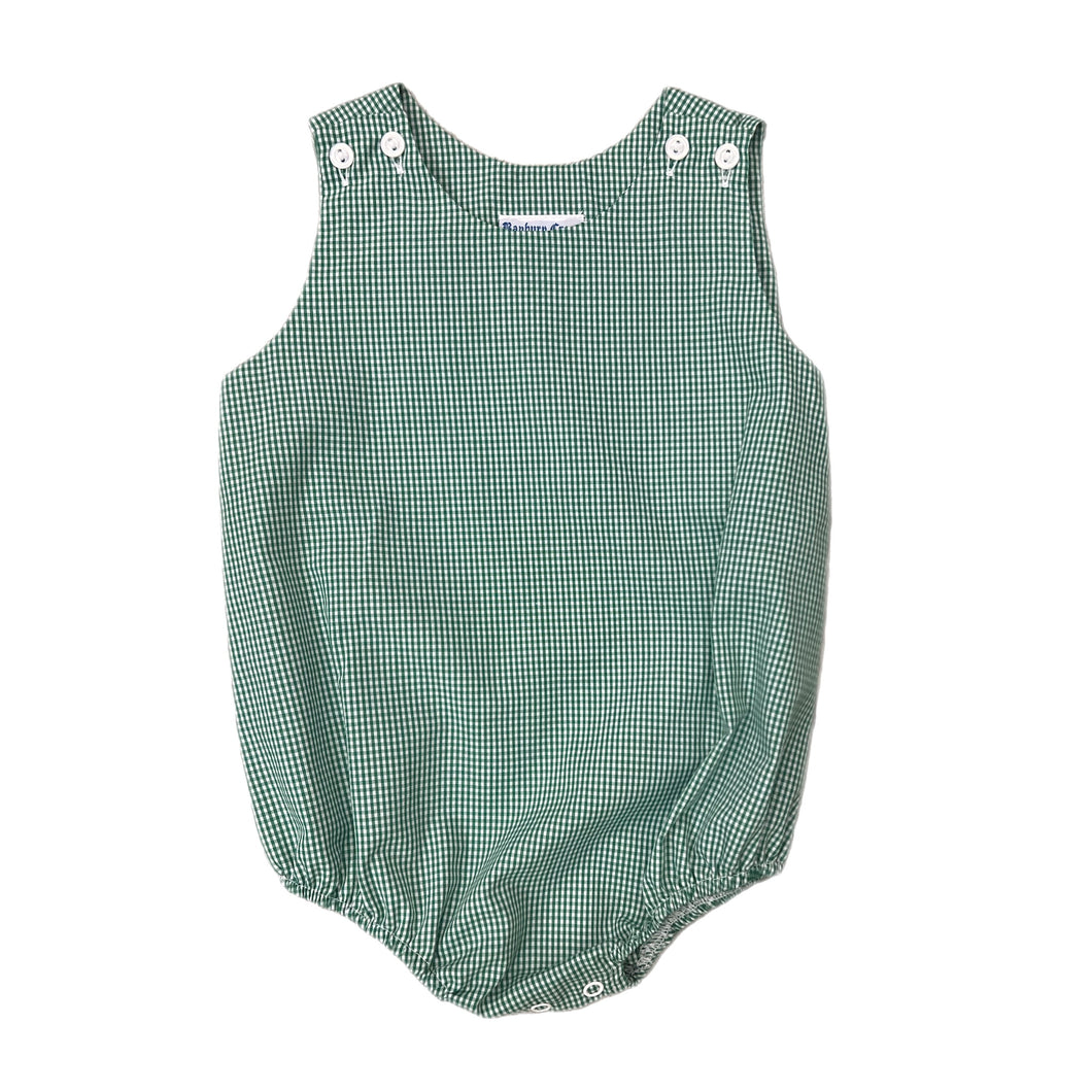 Banbury Button Shoulder Bubble Christmas Green Gingham