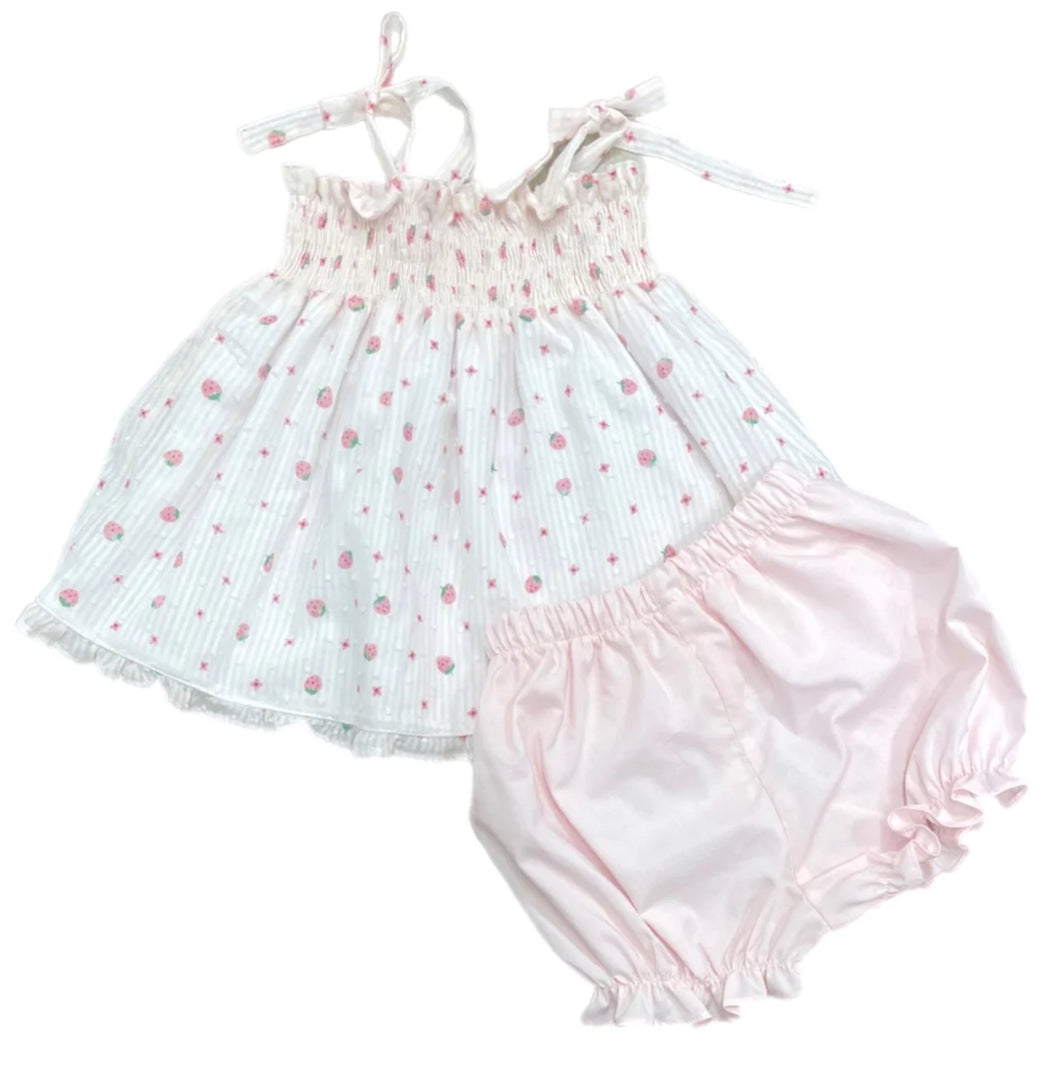 James & Lottie Strawberry Swiss Dot Bloomer Set