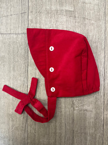 Petit Ami Red Corduroy Boy Bonnet