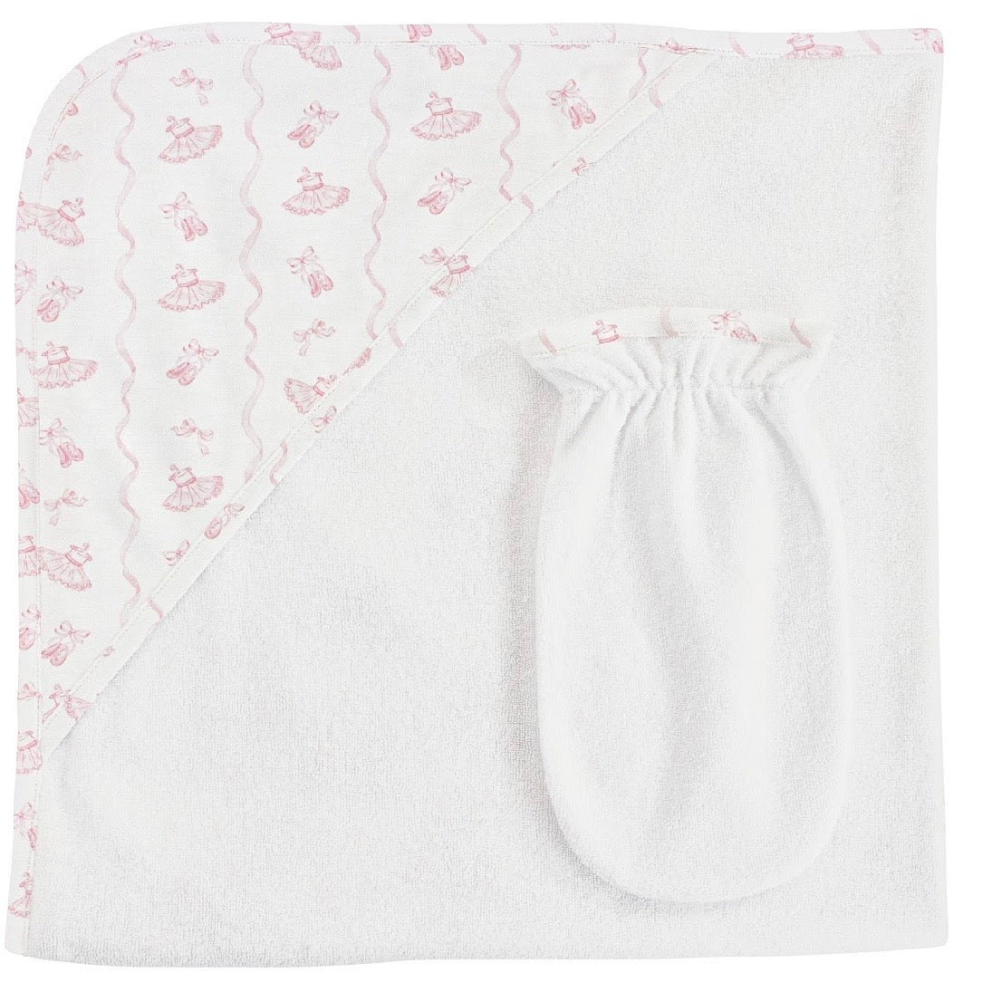 BCC Sugar Plum Steps Printed Hooded Towel & Mitt