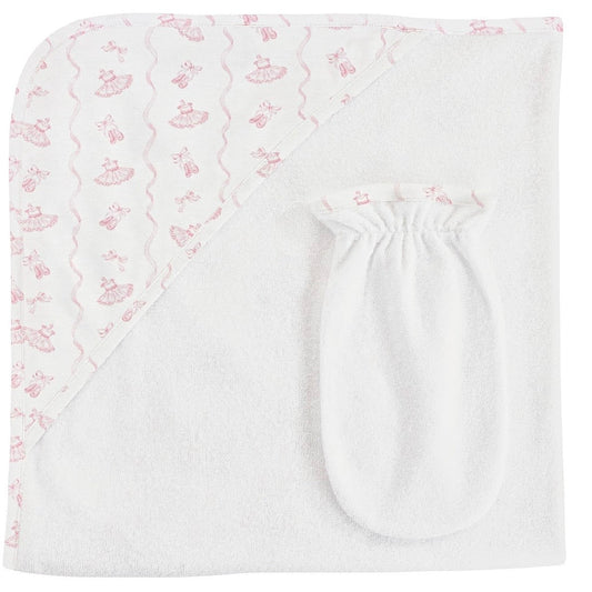 BCC Sugar Plum Steps Printed Hooded Towel & Mitt