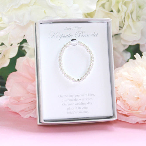 CA Sterling Beads Glass Pearls Infant Bracelet
