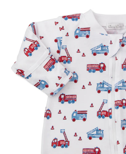 Kissy Kissy Flashing Firetrucks Zip Footie