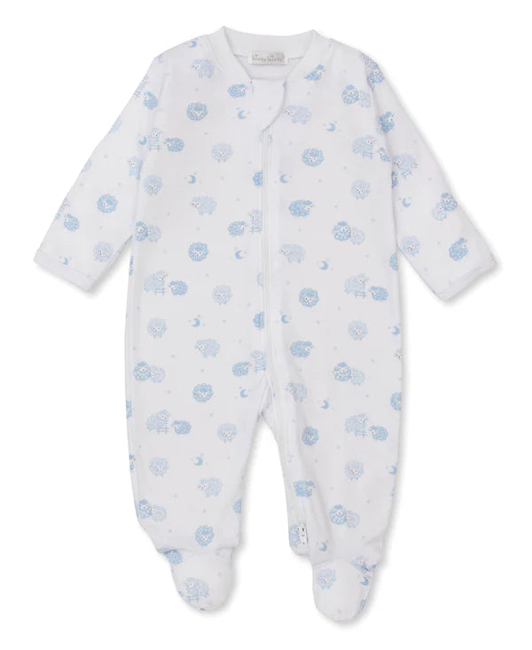 Kissy Baby Sheep Zip Footie-Lt. Blue