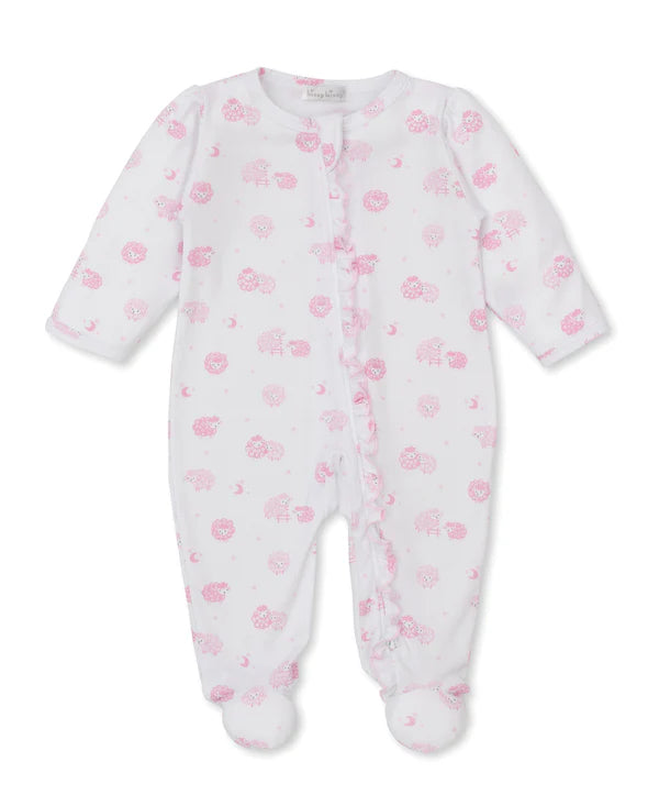 Kissy Baby Sheep Zip Footie-Lt. Pink