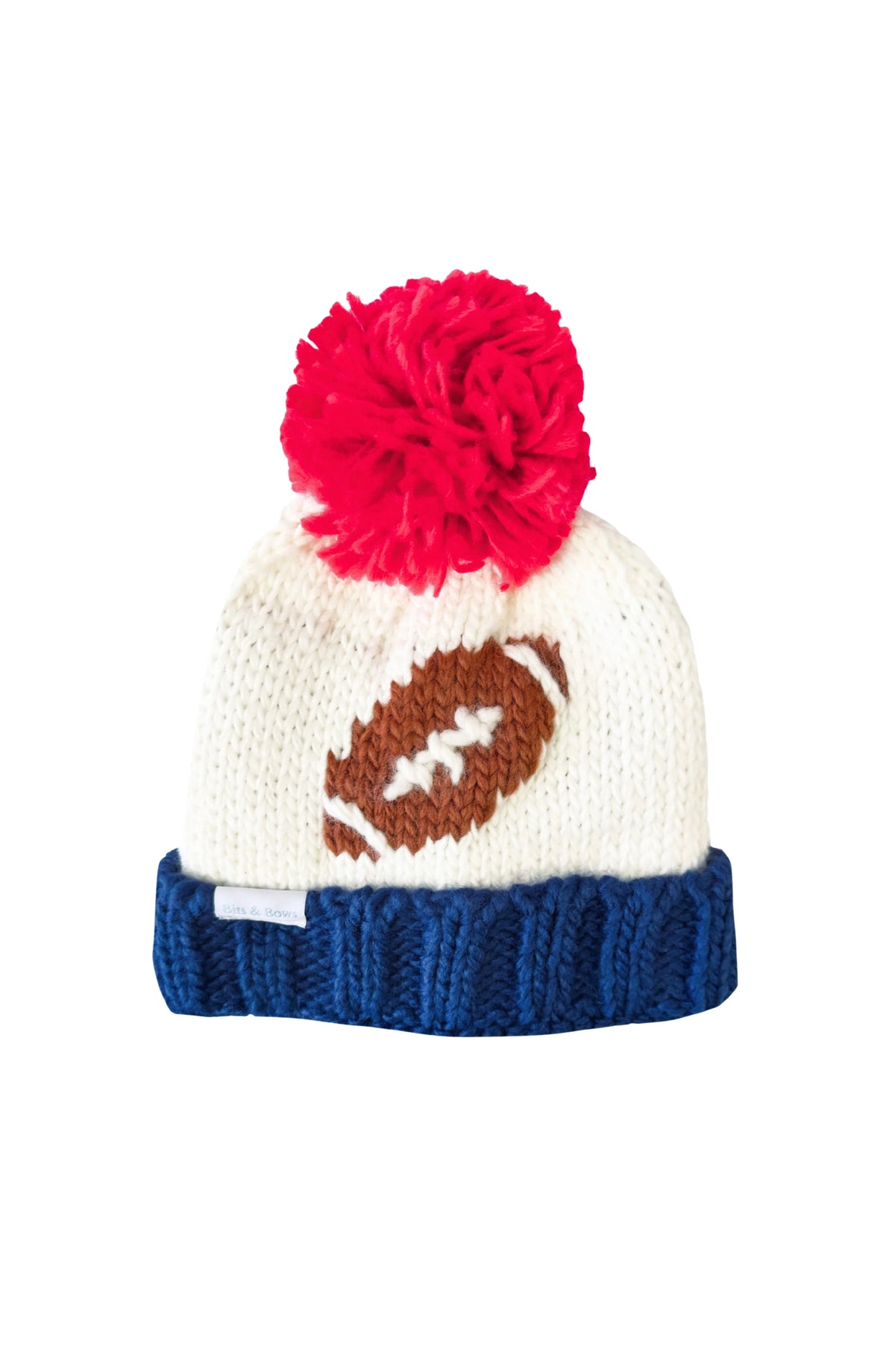 Bits & Bows Football Bobble Hat-Navy/Red