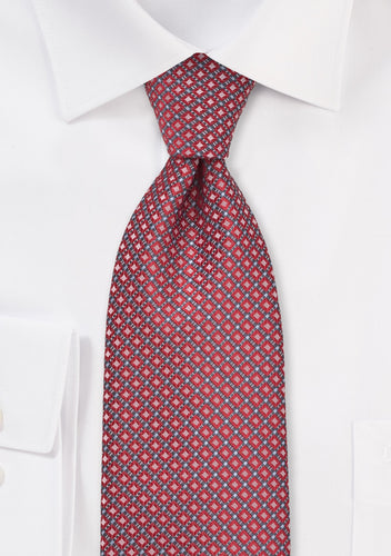 Red and Silver Geometric Tie